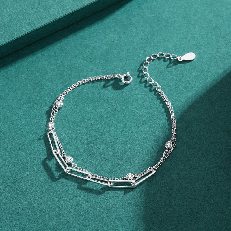 Elegant ladies' fashion accessory bracelet with a premium micro-inlay design and adjustable chain length