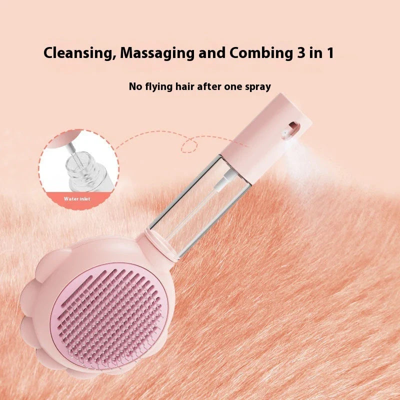 Premium 2-in-1 Self-Cleaning Pet Grooming Brush and Comb with curved comb teeth and ergonomic, non-slip handle for efficient and gentle grooming