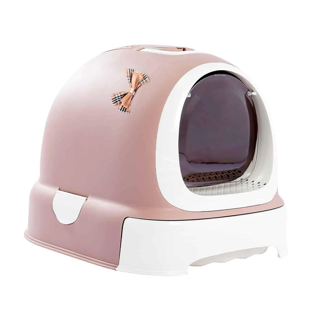 A high-quality, spacious cat litter tray made of durable plastic for easy cleaning and long-lasting use.