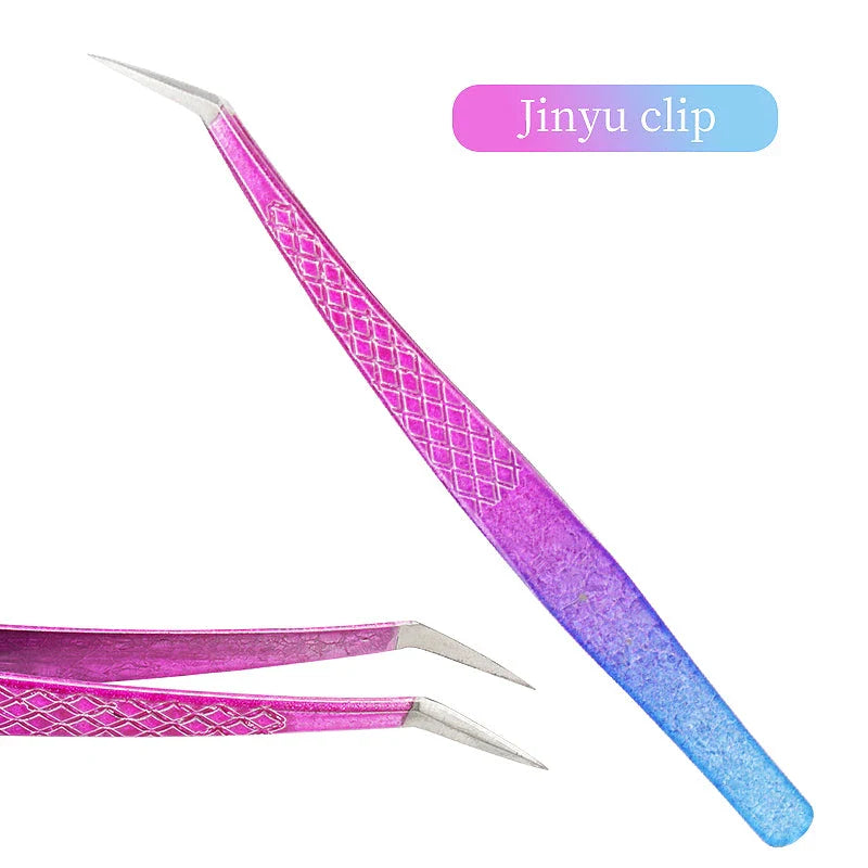Precision Eyelash Tweezers with Elegant Ice Flower Design - Superhard Stainless Steel, Anti-static, Ergonomic Grip