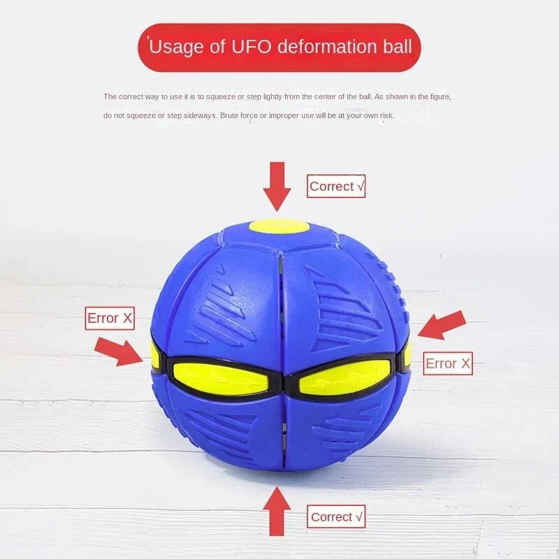 Transforming UFO Ball dog toy in pink, designed for interactive outdoor play and exercise