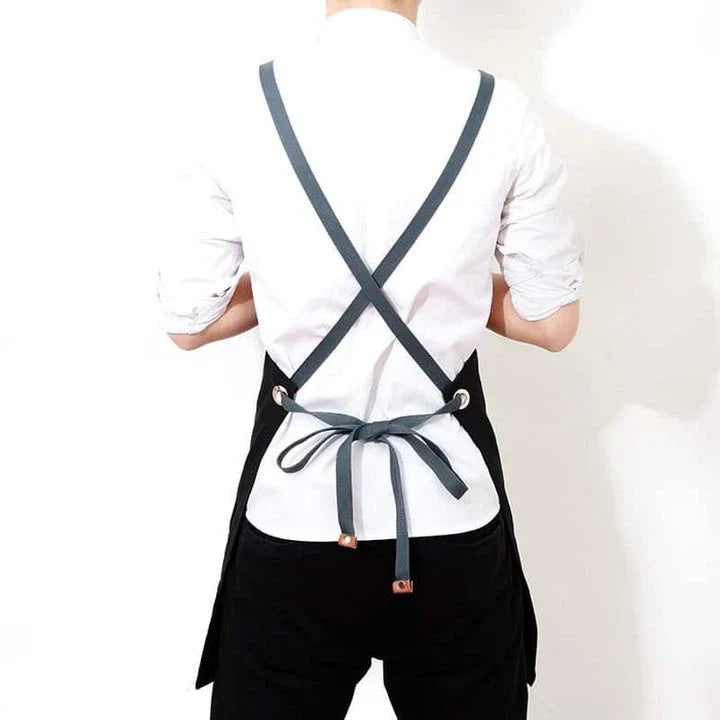 Premium black restaurant barista apron made of durable canvas for café and restaurant staff