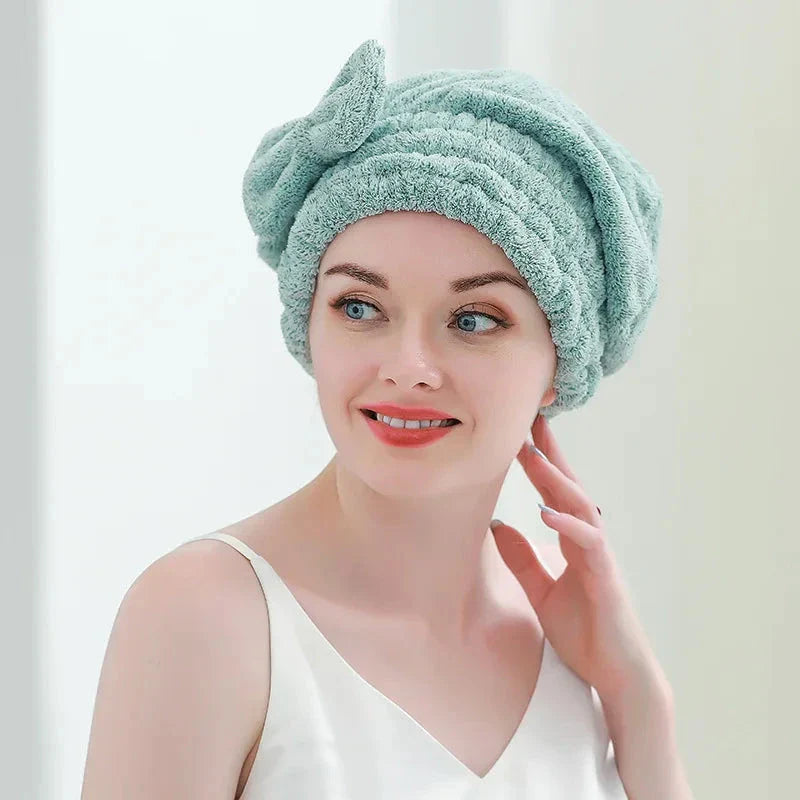 Bamboo Hair Towel Wrap: Microfibre Hair Drying Turban with Stylish Bowknot Design