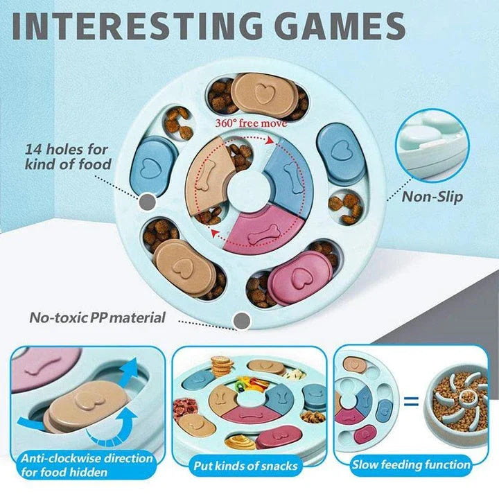Puzzled Interactive Feeding Bowl for Dogs - Durable Polypropylene Bowl with Puzzle Design to Promote Foraging and Mental Stimulation