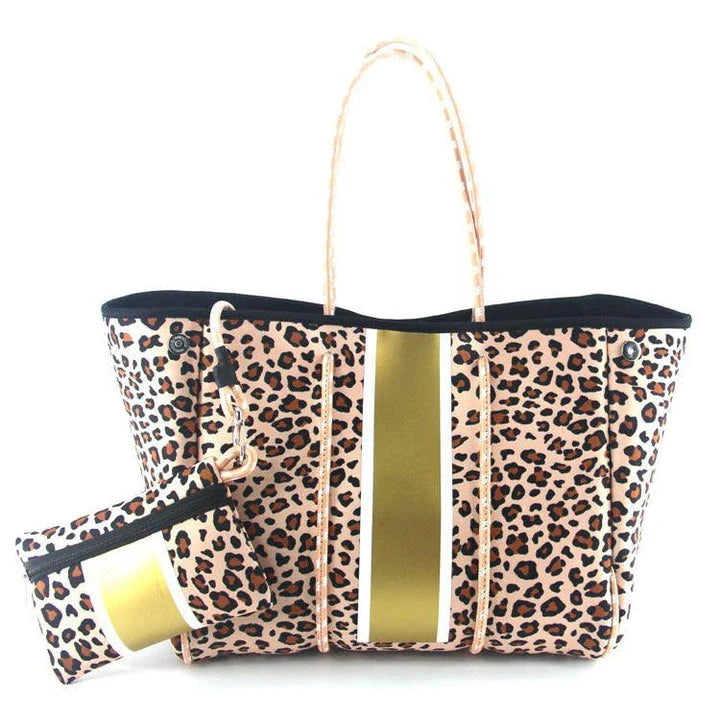 A neoprene beach bag in a stylish design, perfect for British summer adventures at the coast