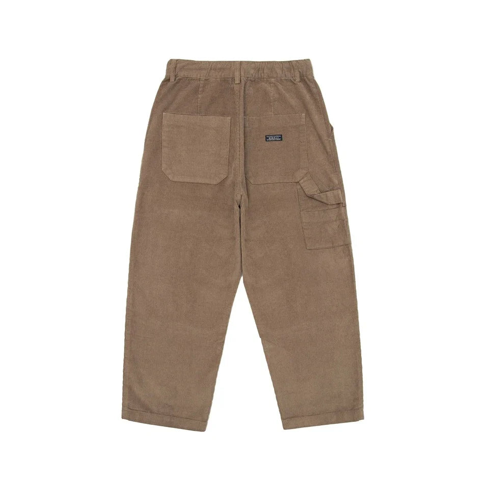 Retro corduroy straight-leg casual trousers for men in khaki and navy blue colours