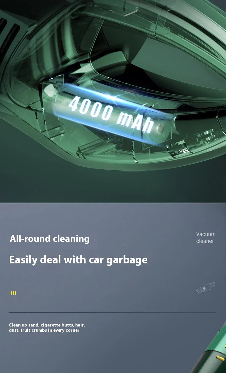 Premium cordless car vacuum cleaner with powerful suction and rechargeable battery for effortless cleaning of vehicle interiors