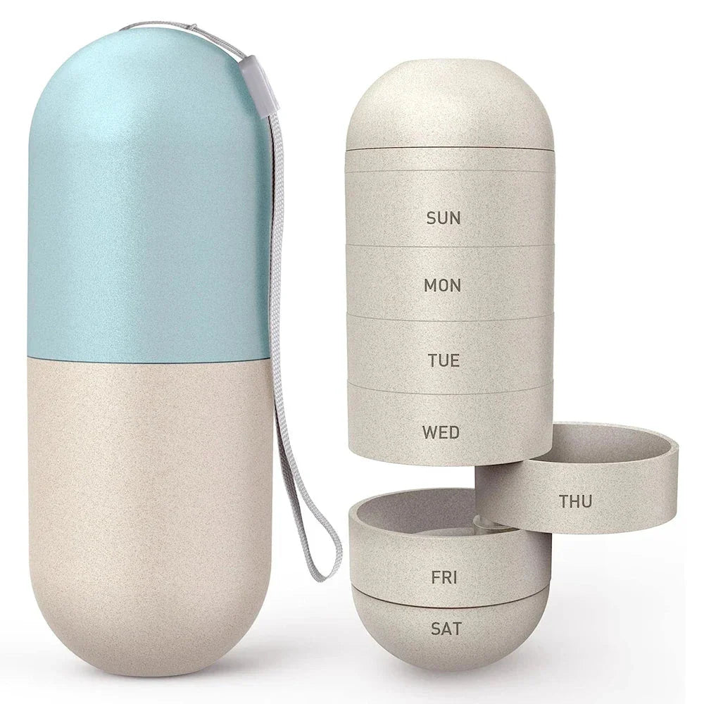 Secure Weekly Pill Splitters and Organiser with Waterproof Design for Medication and Supplement Management