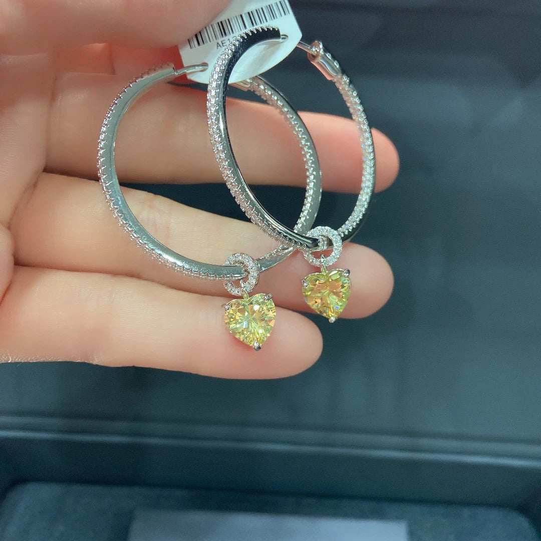 Radiant 925 sterling silver earrings with blue, green, yellow, or white gemstones for stylish women