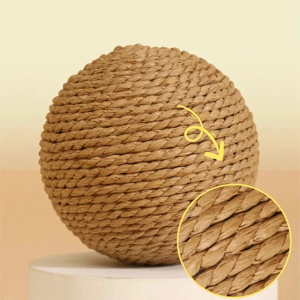 Interactive sisal cat scratching ball with sound, a unique toy that keeps cats entertained and promotes healthy scratching habits.