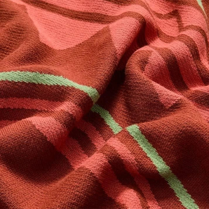 Cosy Indian Tribal Geometric Throw Blanket in Vibrant Red and White Patterns