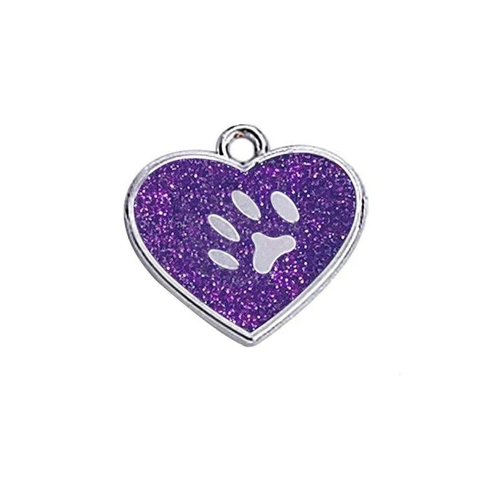 Elegant glittering cat identification tag made of metal with sparkling sequins for a stylish and safe accessory