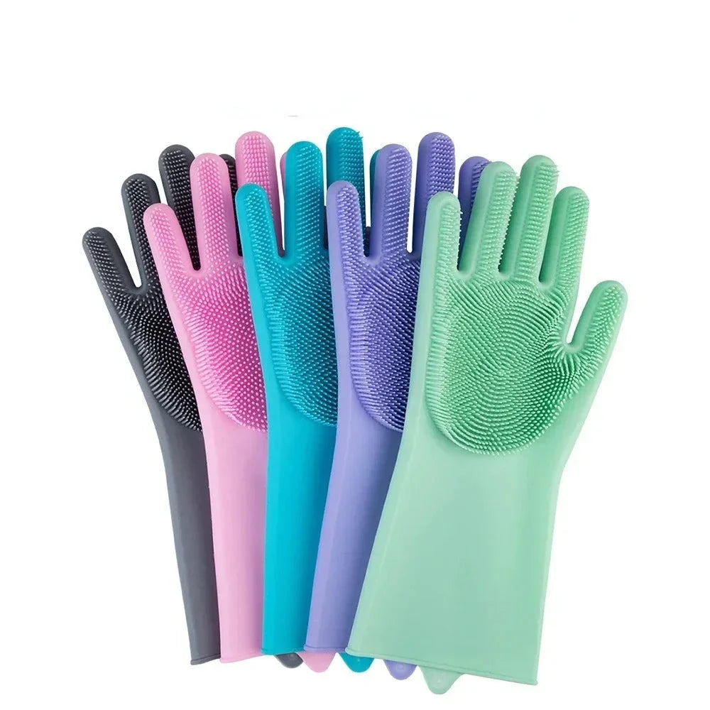 Eco-friendly silicone pet grooming gloves with soft brush heads for effective hair removal and coat care