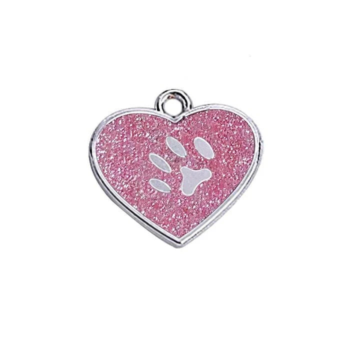 Elegant glittering cat identification tag made of metal with sparkling sequins for a stylish and safe accessory