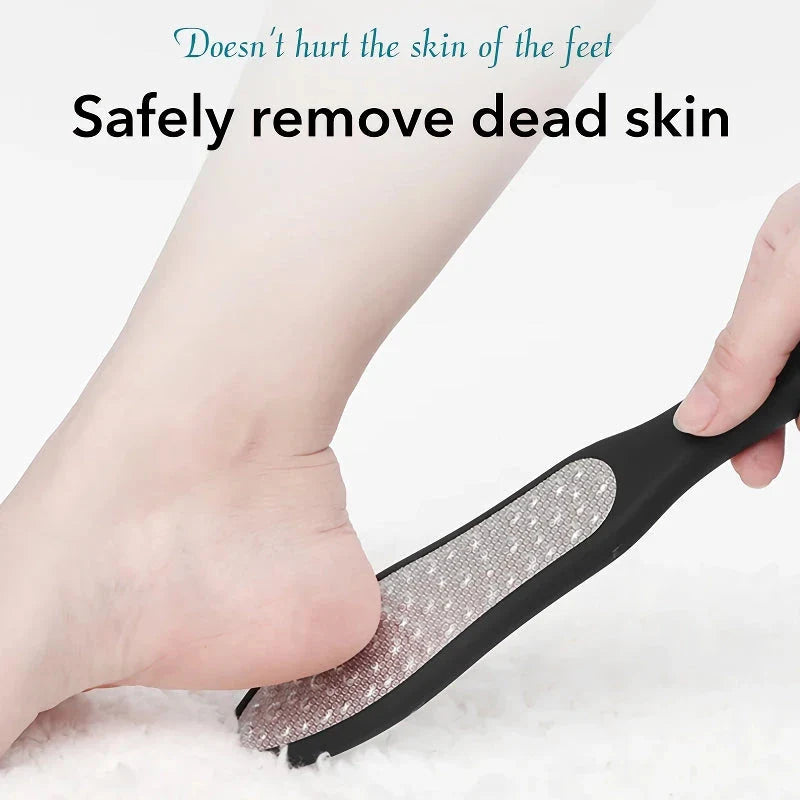 Premium 3-in-1 Foot Care Pedicure Tool with laser-cut stainless steel surfaces and ergonomic handle for salon-worthy feet at home