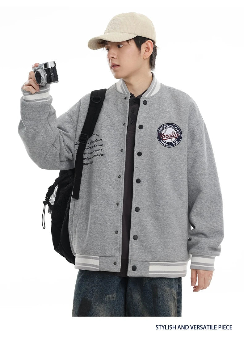 American Retro Embroidered Baseball Jacket with Vintage-Inspired Design and Relaxed Fit