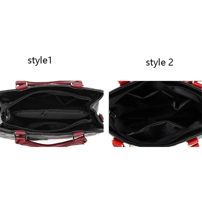 Sophisticated large leather tote bag with embossed lettering design, suitable for daily use and travel