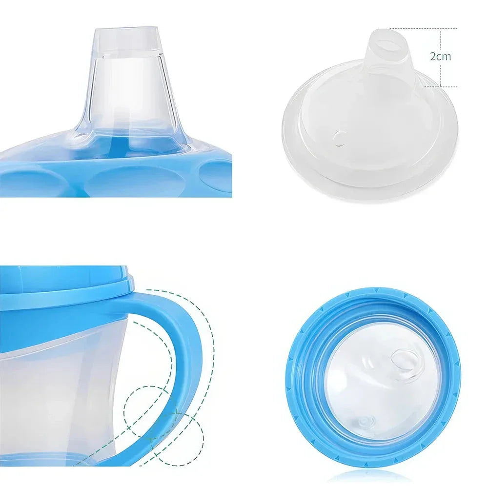 Premium leak-proof children's water bottle with easy-grip handle, transparent cover, and safe 3cm sucking mouth