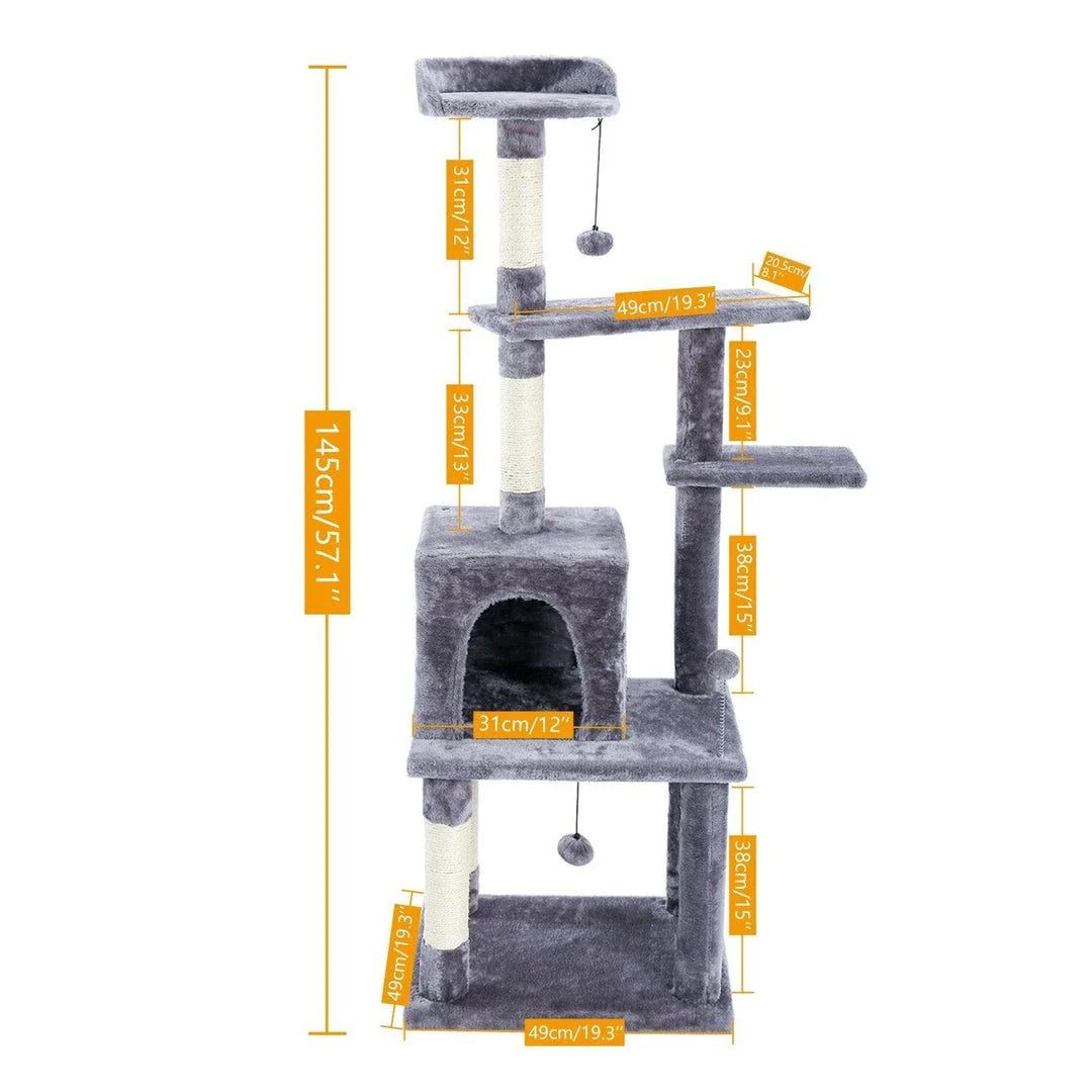 A four-layer cat scratching post made of durable wood and rope, providing multiple levels for your cat to enjoy their natural scratching behaviour.