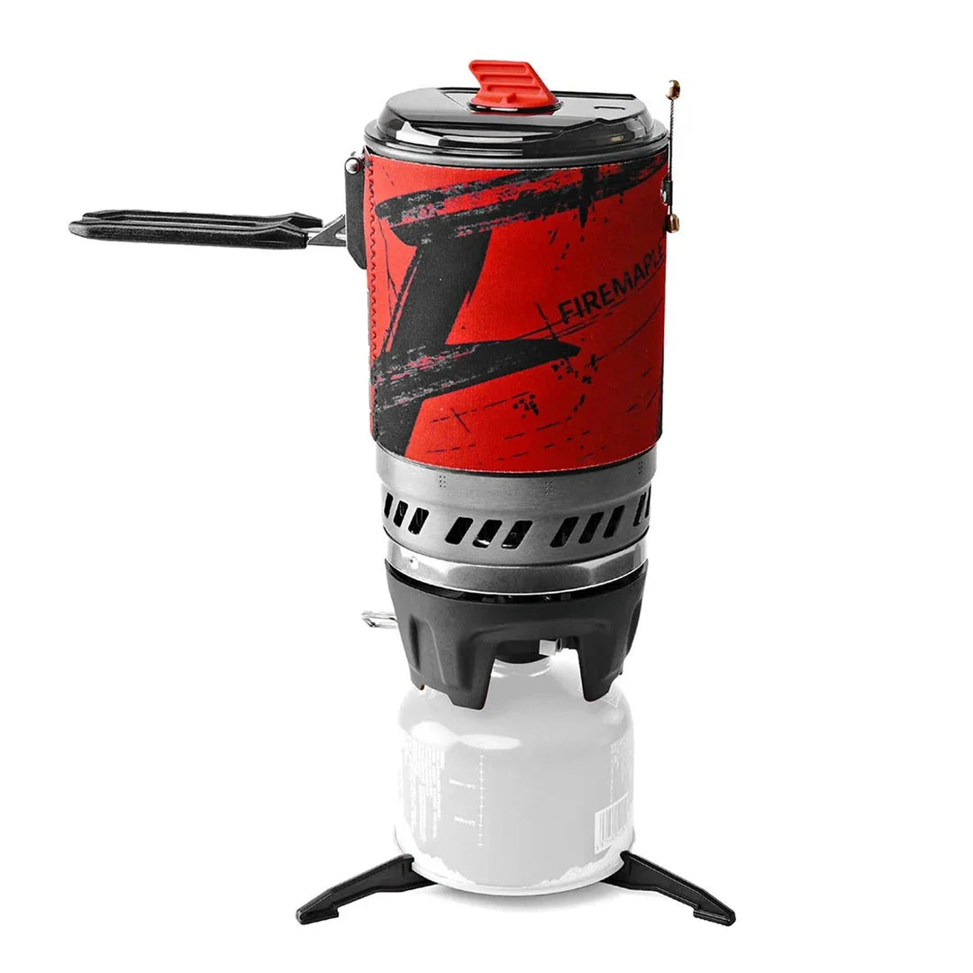 Camping Cooking System with Micro Regulator Portable Stove in Red - Durable Outdoor Cooking Companion