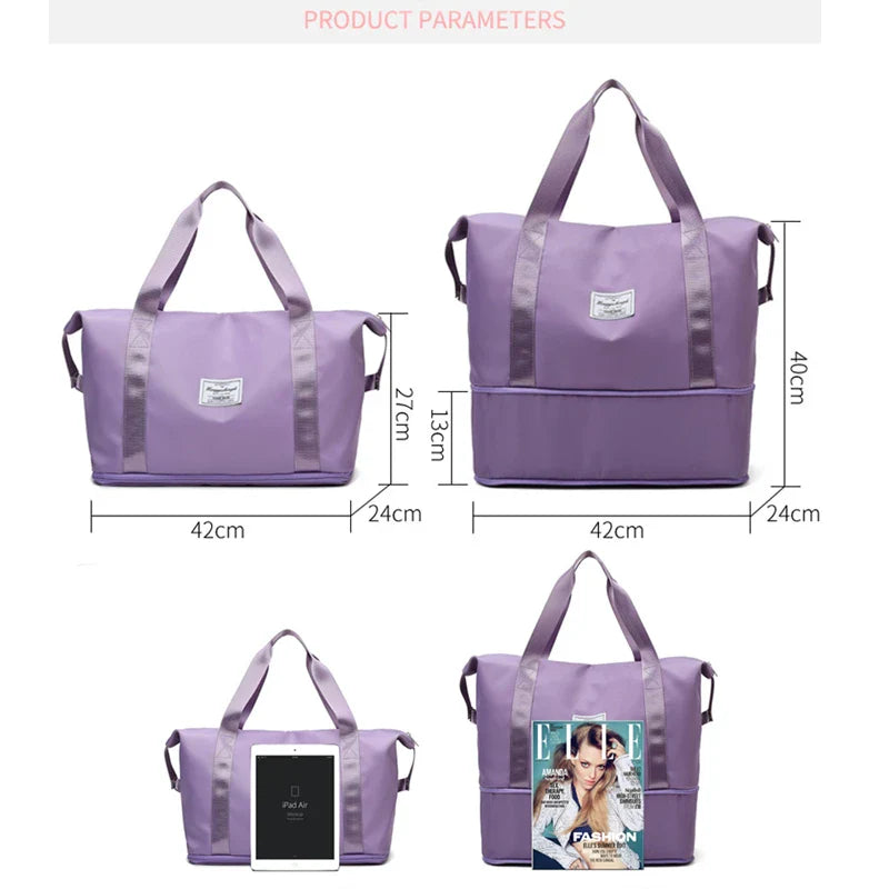 Large capacity travel bag with multiple pockets for fitness, gym, and outdoor activities