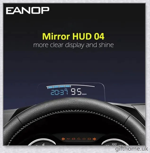 Premium windscreen-mounted car speed projector with bright, clear display reflecting on the windscreen