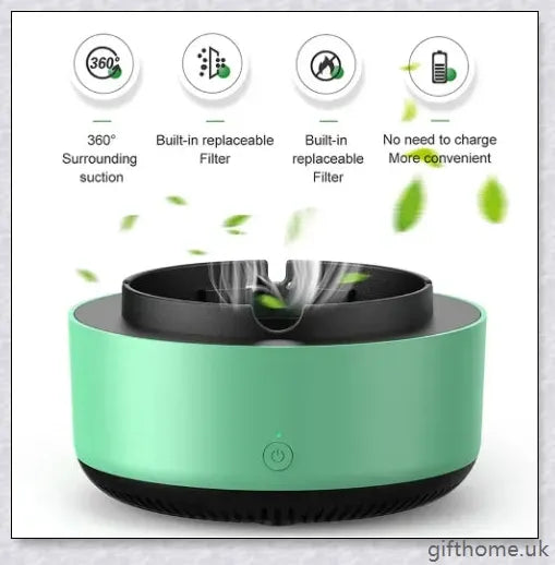 Elegant electronic smokeless ashtray with smoke purification technology for cleaner air in home and office