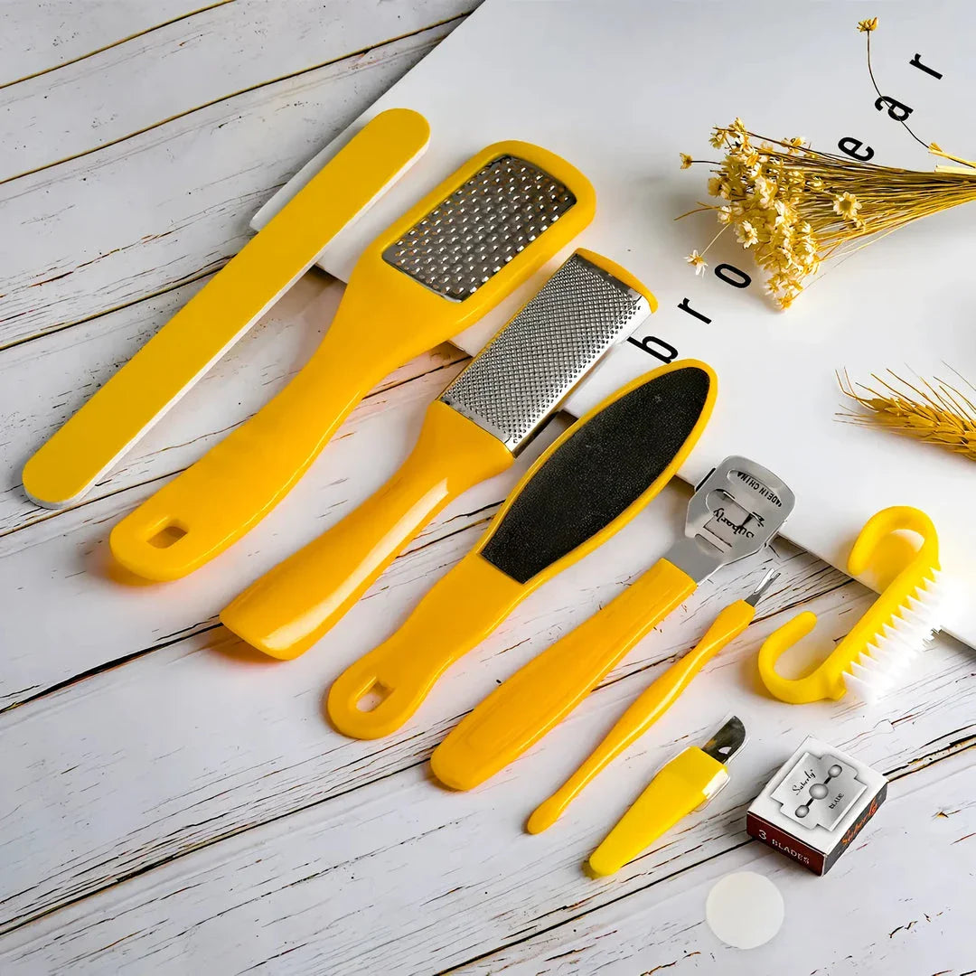 Premium 10-Piece Pedicure Set with stainless steel and ABS construction for complete foot care