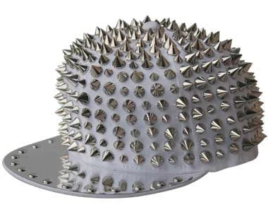Punk-inspired street hat with pointed metal rivets in various colour combinations, featuring an adjustable and breathable design for versatile wear