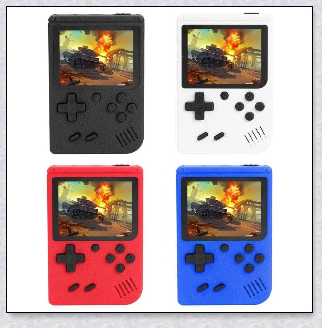 Tinytendo mini gaming console with 500 built-in retro games, compact and portable design, vibrant display, and long-lasting battery life.