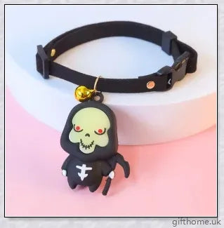 Collaween Halloween Pet Collar Adornment with whimsical cartoon patterns and glow-in-the-dark features