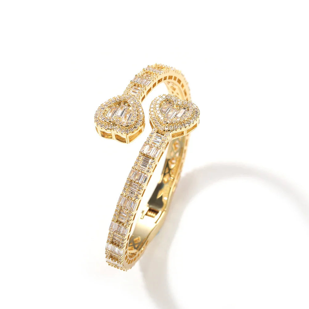 Elegant geometric diamond bracelet with spring buckle closure in gold, silver, and rose gold finishes