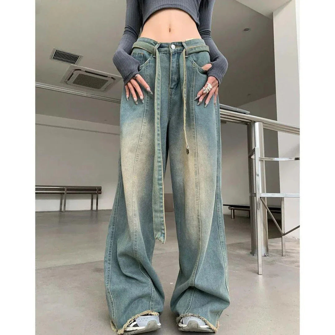 Premium vintage-inspired straight-leg jeans for British women, featuring a high-waisted design and mid-weight denim fabric
