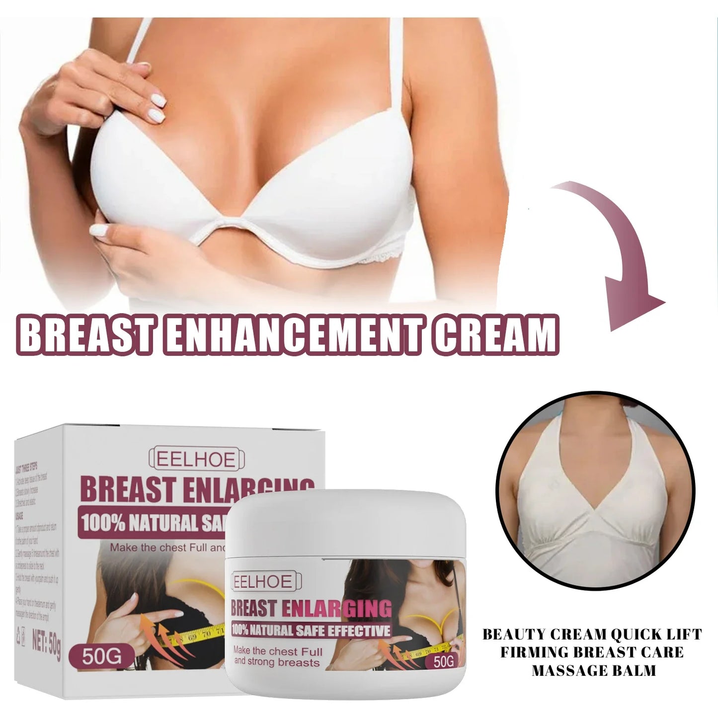 Premium breast enhancement cream that lifts, tightens and firms for a more youthful, plump bust