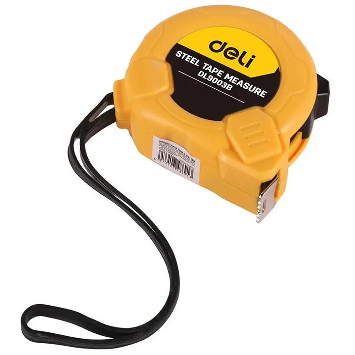 A durable and precise tape measure with a tough ABS case, high-quality steel blade, and innovative features for accurate measurements in any UK project.