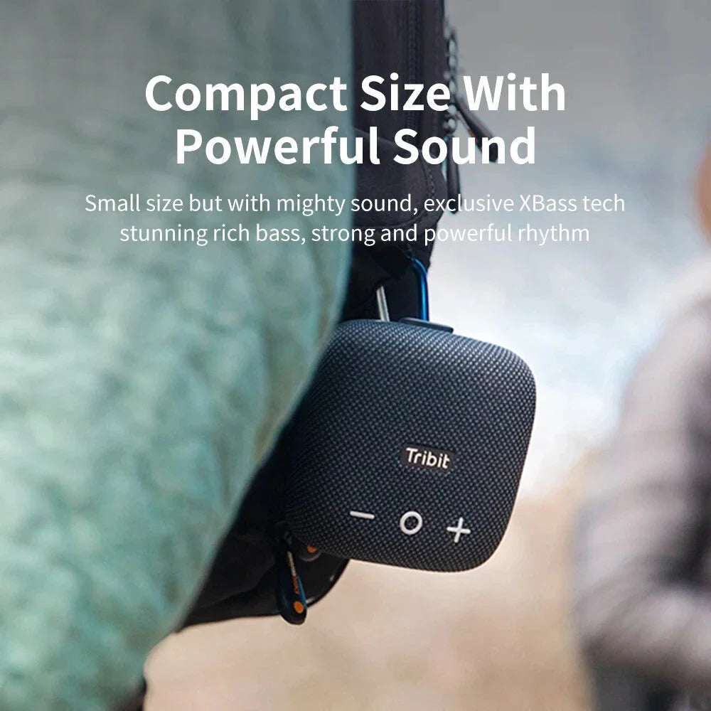 Rugged portable Bluetooth speaker with deep bass, waterproof design, and built-in power bank