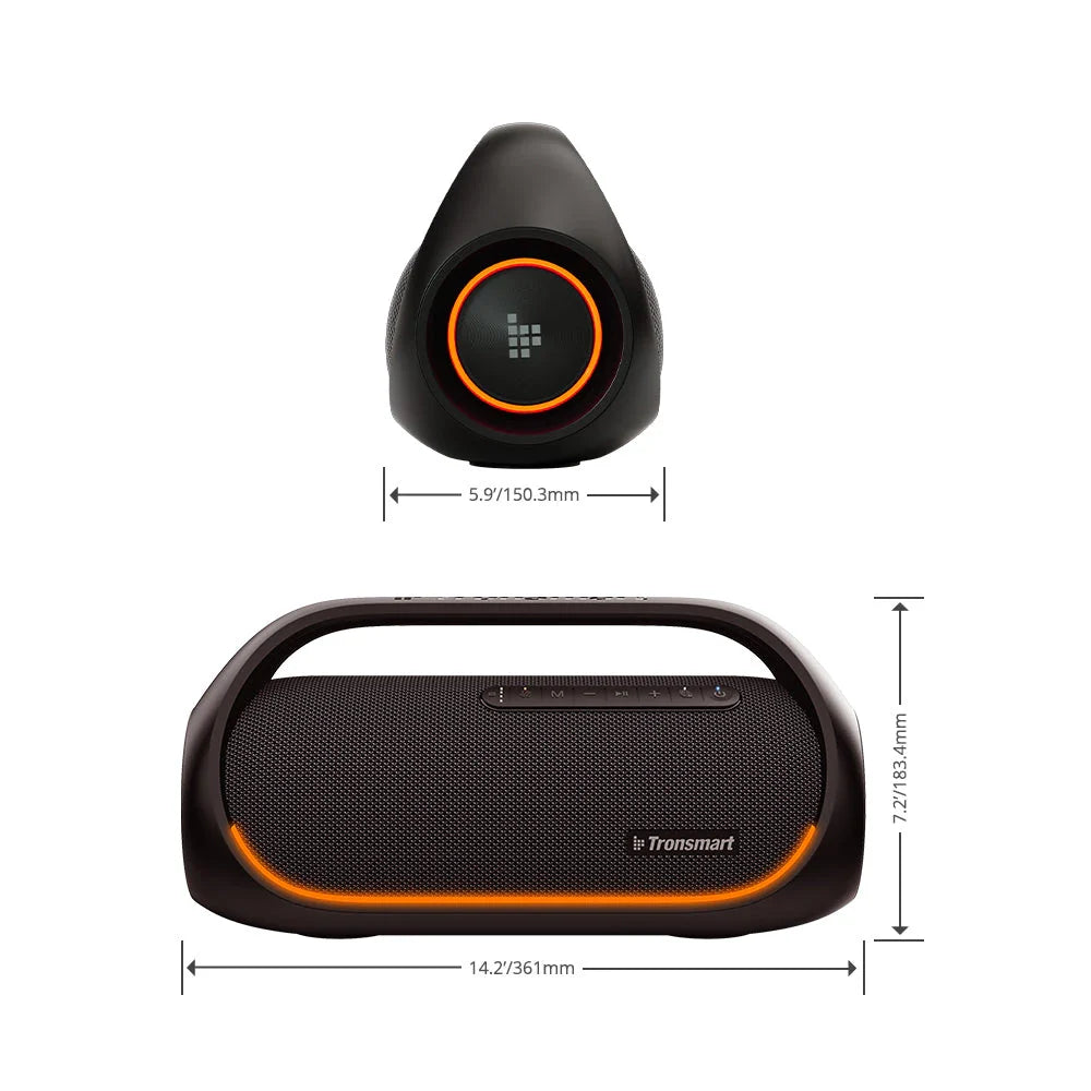 Powerful 60W portable outdoor party speaker with booming bass, waterproof design, and versatile connectivity options