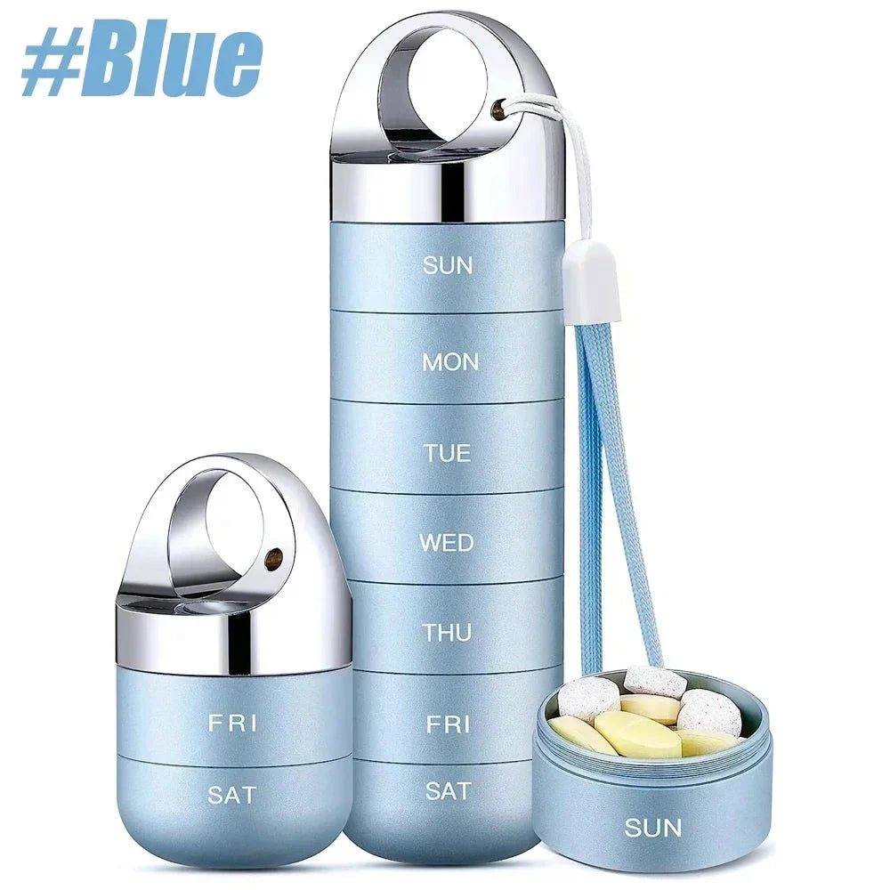 Portable Waterproof Metal Weekly Pill Box Organiser - Durable, Waterproof, and Compact Design