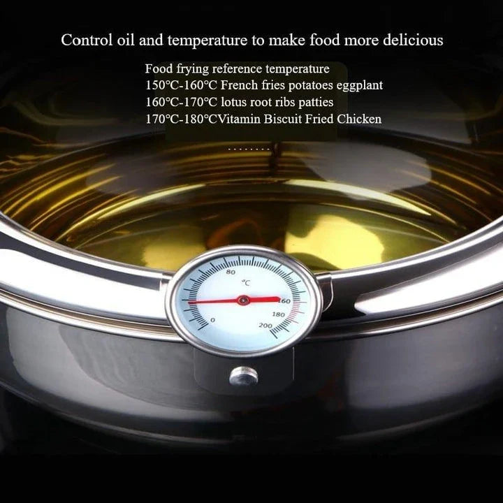 Premium aluminium deep frying pan with wooden handle for even heating and comfortable grip