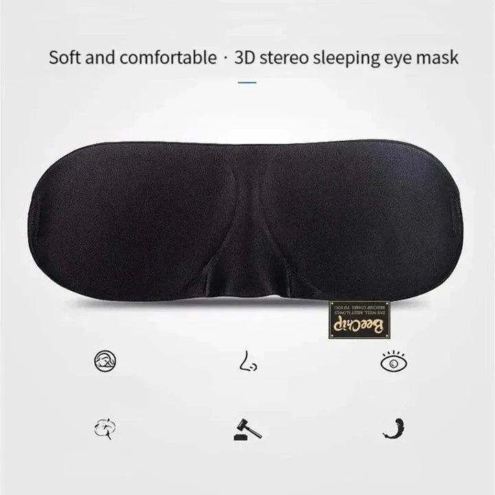 Premium 3D contoured sleep mask with soft memory foam for undisturbed, comfortable sleep