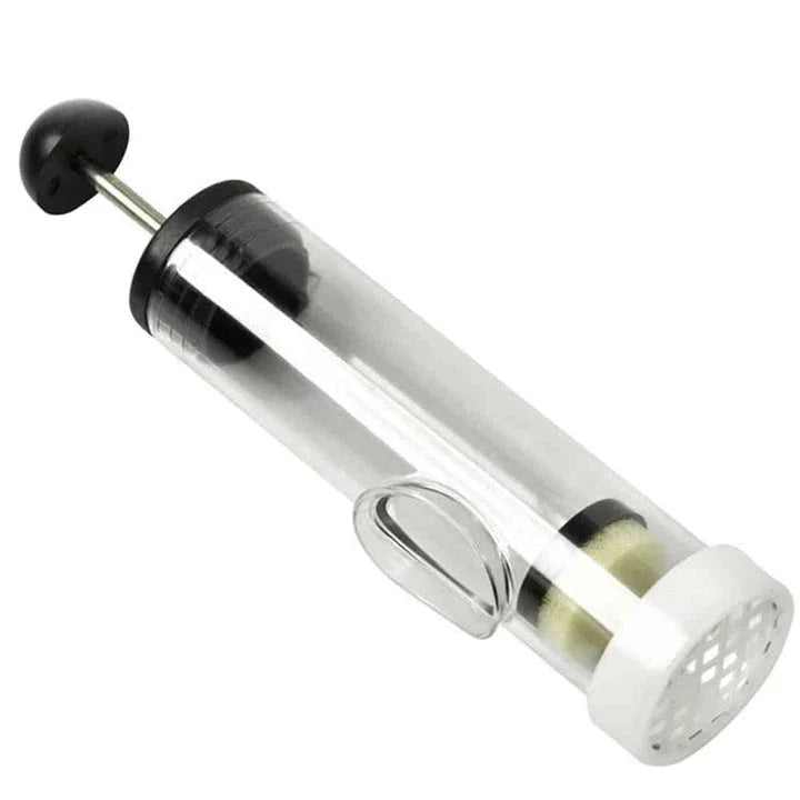 A transparent, adjustable-length tool for efficiently locating and marking queen bees in beehives.