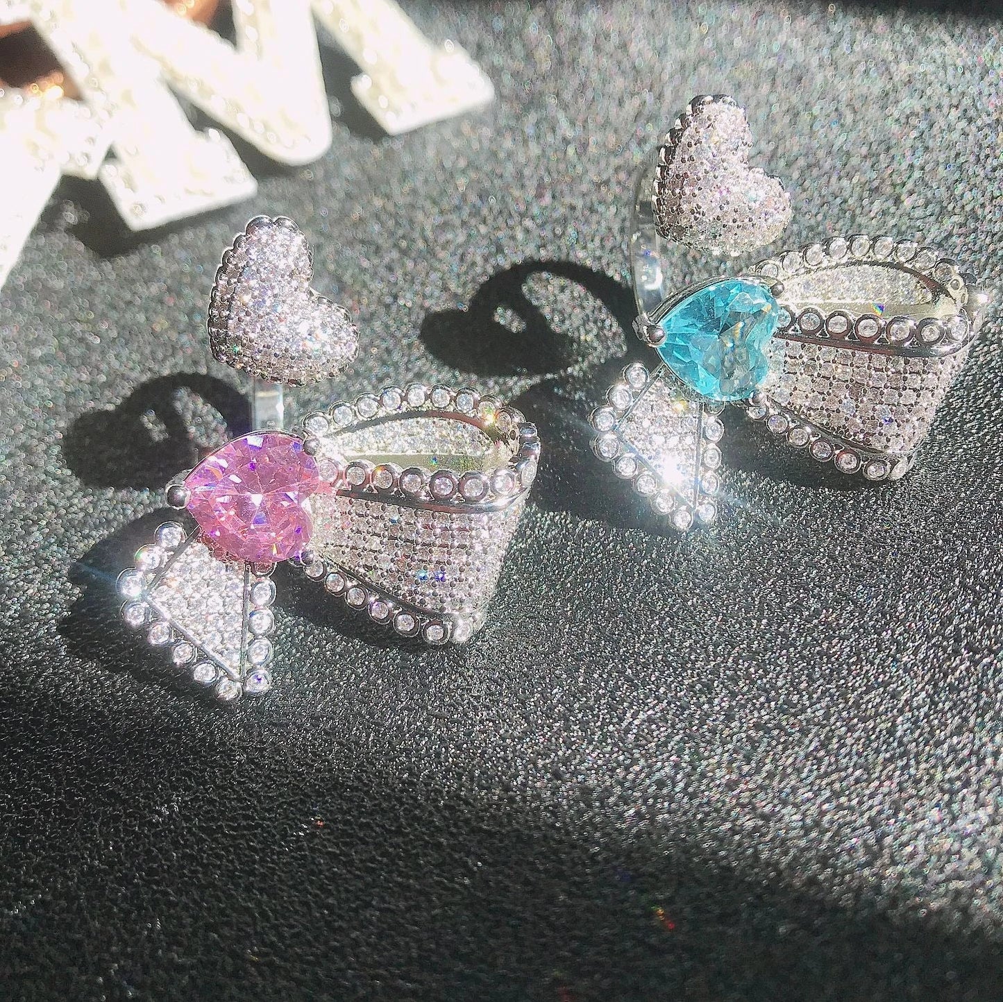 Stylish asymmetric zirconium butterfly ring with micro-studded design, a fashionable accessory for women