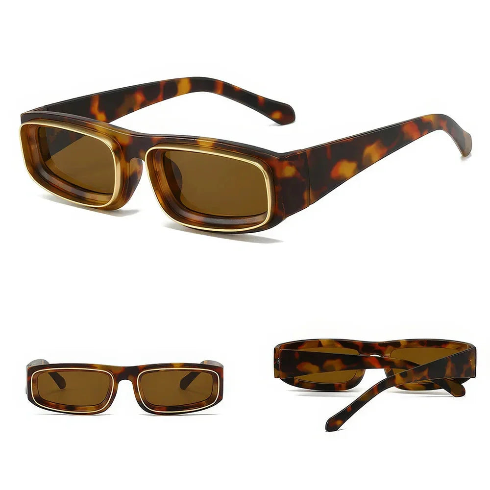 Stylish Small Rectangle Punk Sunglasses with an edgy, retro-inspired design and UV400 protection