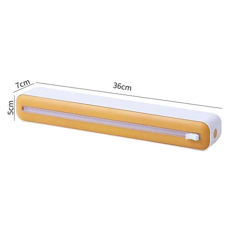 Magnetic Kitchen Wrap Dispenser with Slide Cutter - Adjustable Holder, Magnetic Backing, and Precise Cutting