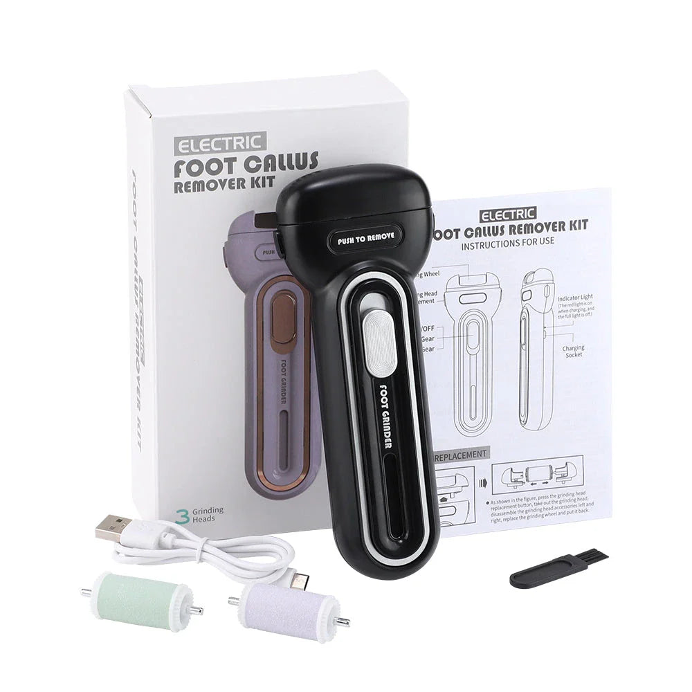 Premium electric foot callus remover with multiple grinding heads for effective, gentle callus removal and smooth, rejuvenated feet