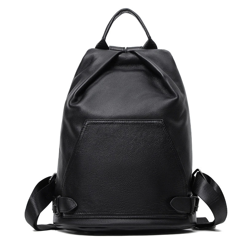 Premium anti-theft leather backpack with cowhide exterior and polyester lining for secure and stylish travel