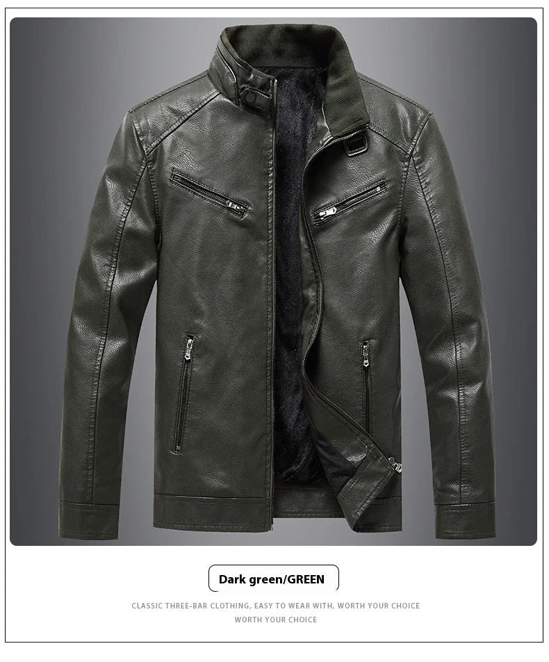 Stylish Fleece-Padded Jacket with PU Leather Accents in Various Colours
