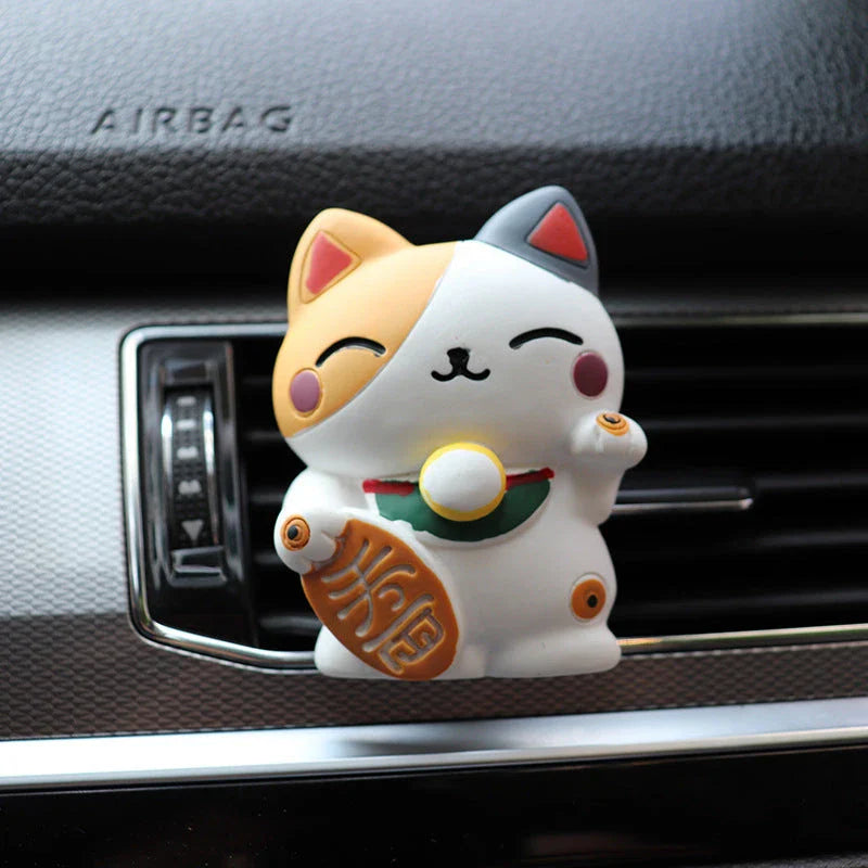 Stylish Lucky Cat Car Air Freshener and Fragrance Diffuser in Black Colour