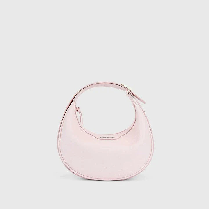 Stylish crescent-shaped leather crossbody bag with soft, supple texture for everyday elegance