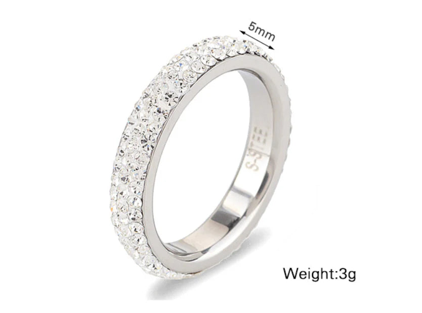 Personalized couple's ring made of stainless steel with rhinestone accents, a symbol of everlasting love and commitment